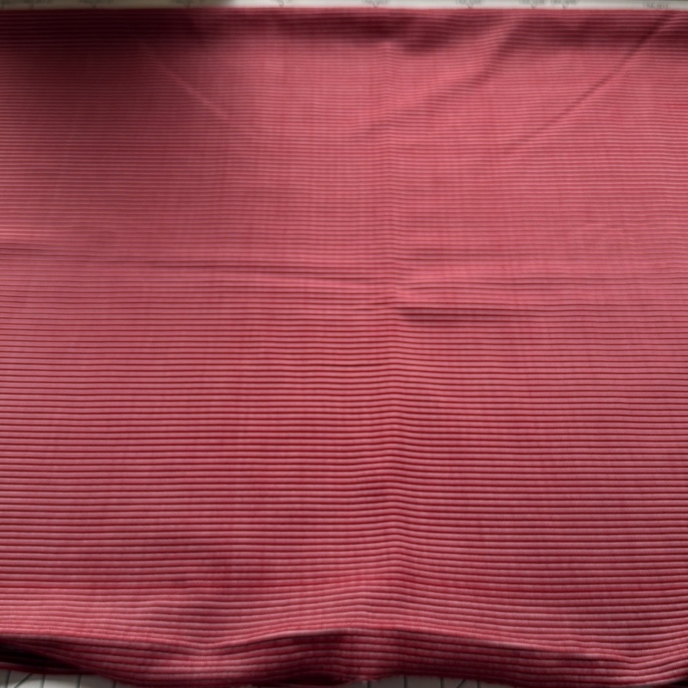Vintage 1970s Burgundy/Red & White Striped/Textured Polyester Fabric - Picture 7 of 11